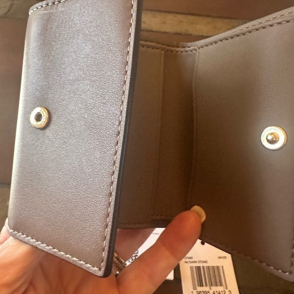 Coach Dark Stone Micro Wallet NWT Tonal Hardware - Picture 7 of 10